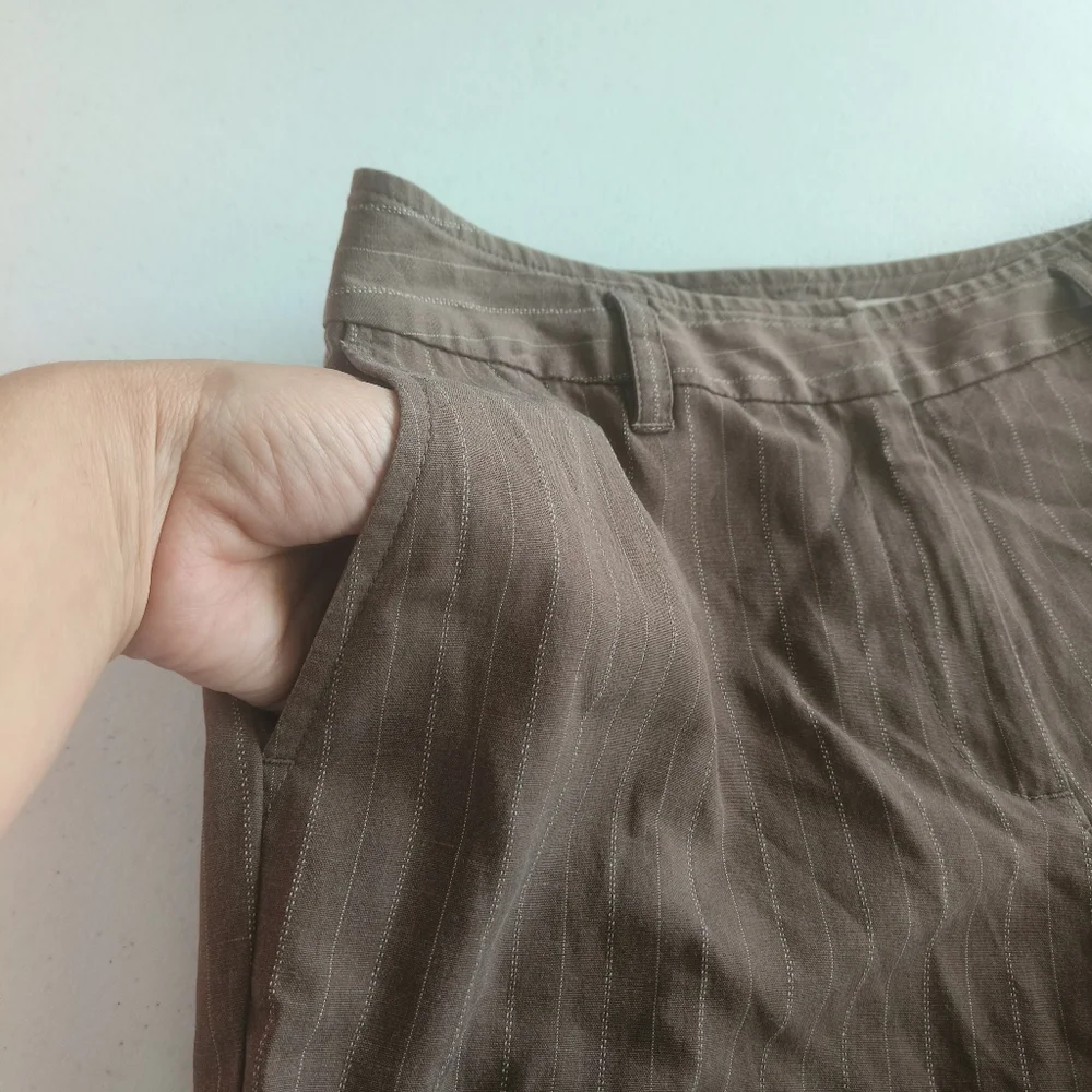 J.Jill women's dress pants size 6 brown with stripes straight legs pockets offic